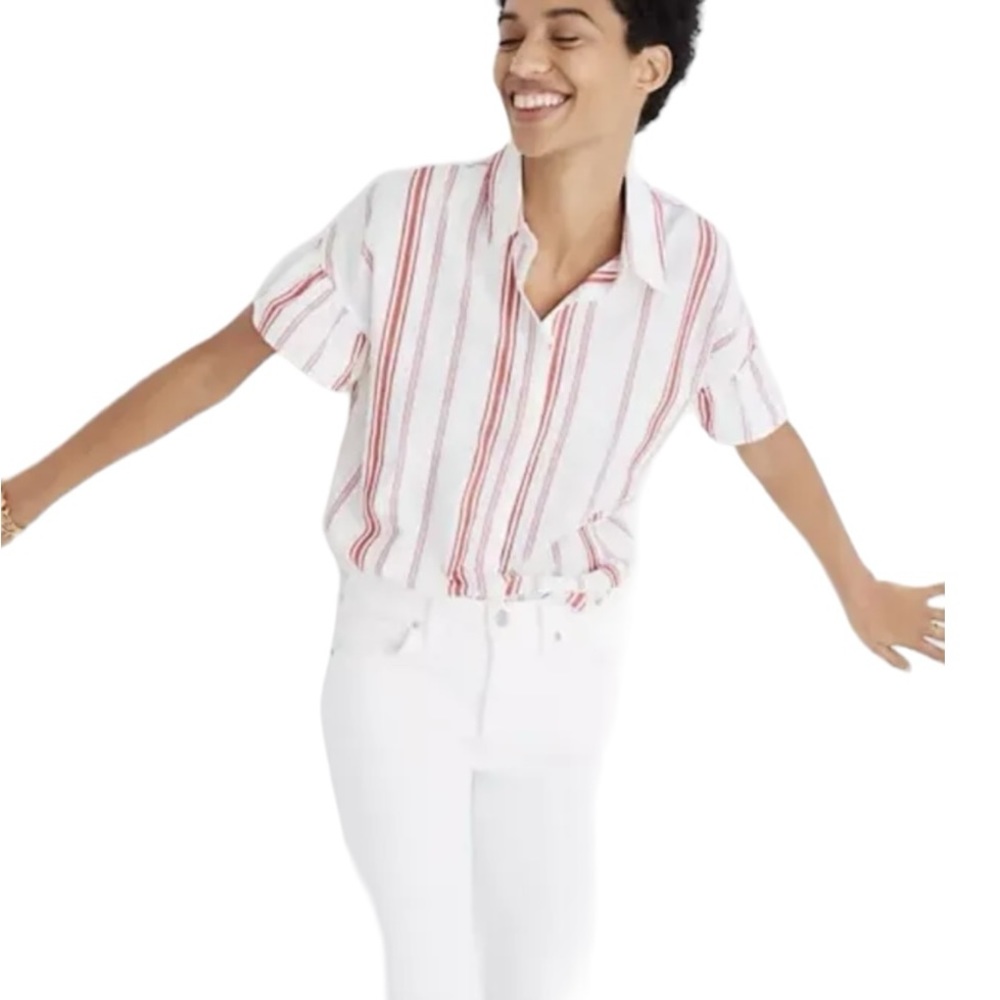 Madewell red stripes shirt size medium